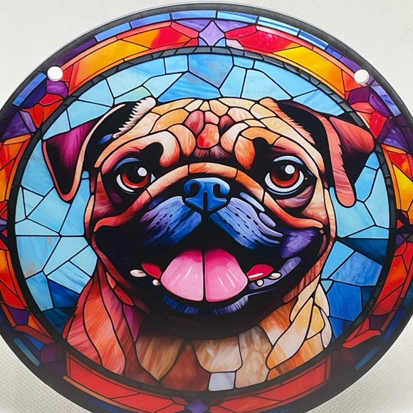 Suncatcher Pug Acrylic Pet Dog Decoration Window Home Decor Gift Idea 6” - Picture 2 of 3